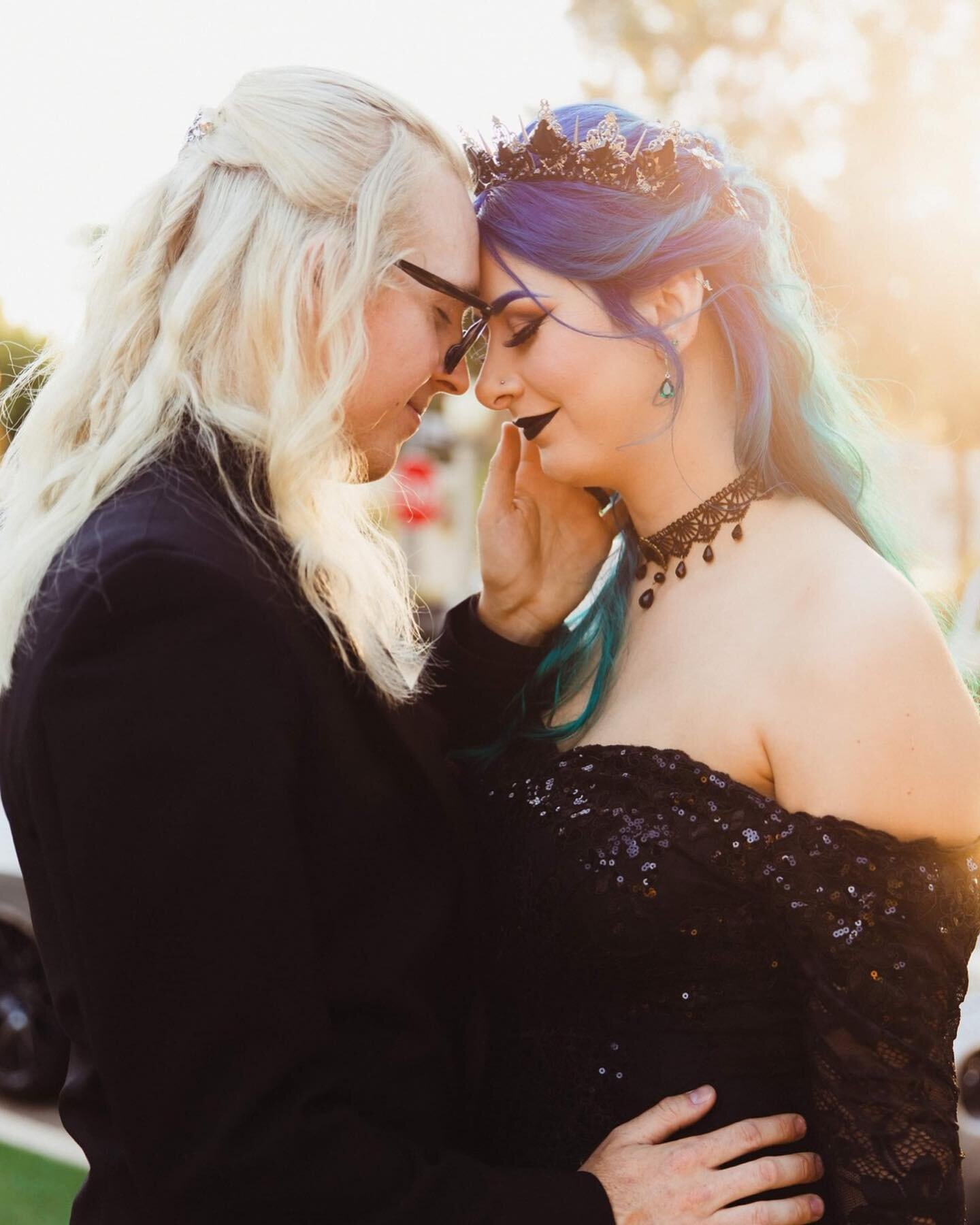 Yes, this bride has a black dress and bright blue hair. Yes, it is her wedding day. Yes, I was very excited.