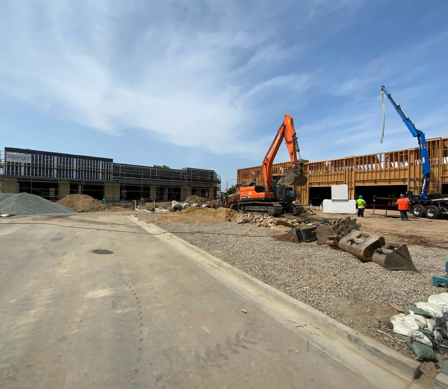 Mira Mesa Phase2 building C is in the rough in stage and we are getting close on building B for trim. #electricians #construction #buildmore @parkway.construction @brixmorpropertygroup