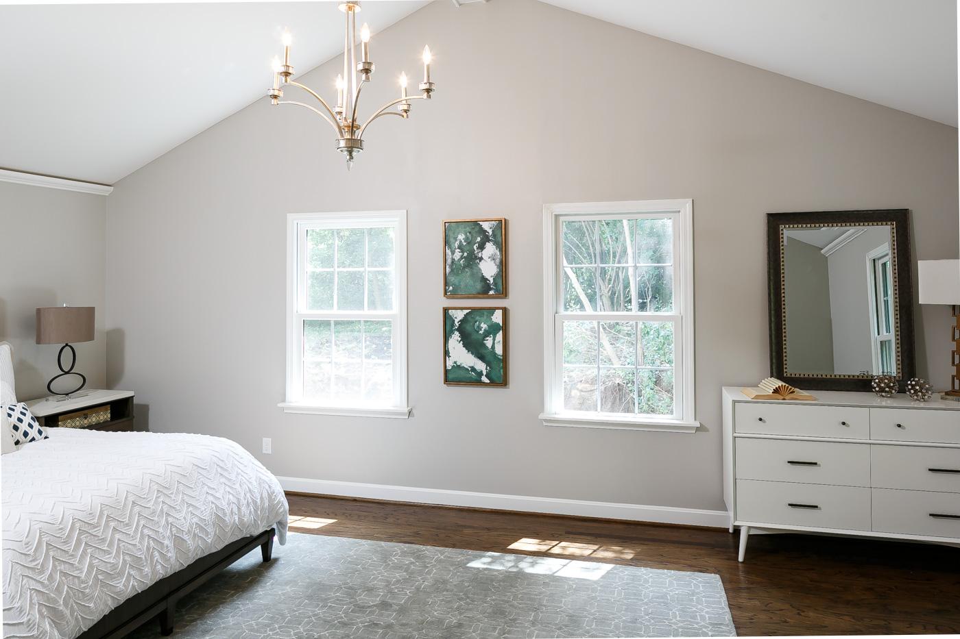 Master bedroom with vaulted ceiling