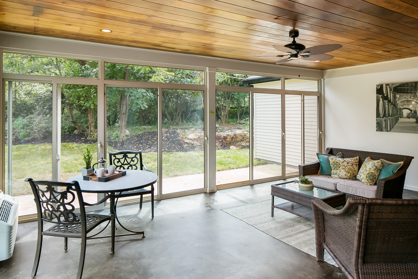 Glassed-in, fully climate-controlled sunroom