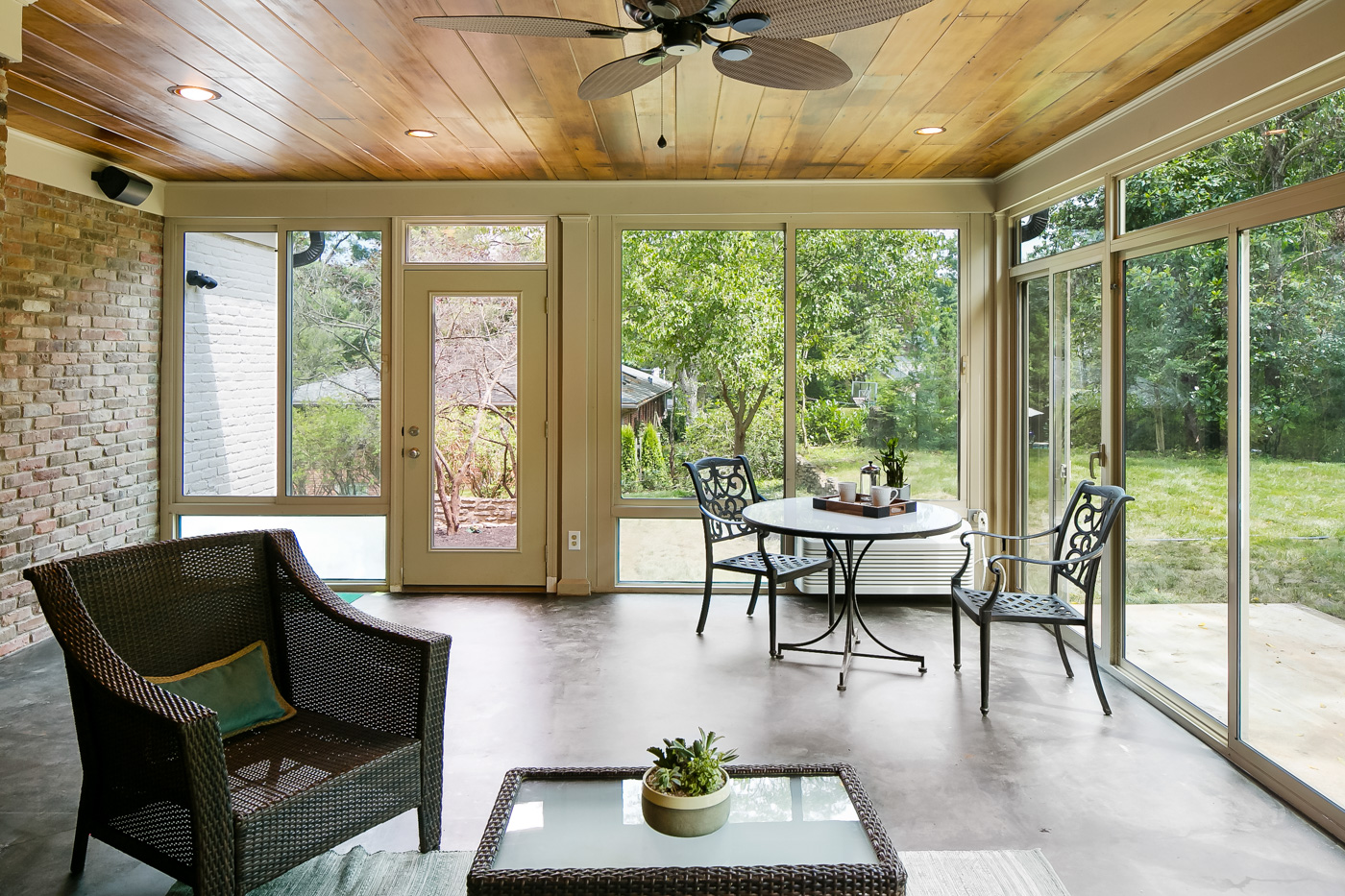 Glassed-in, fully climate-controlled sunroom