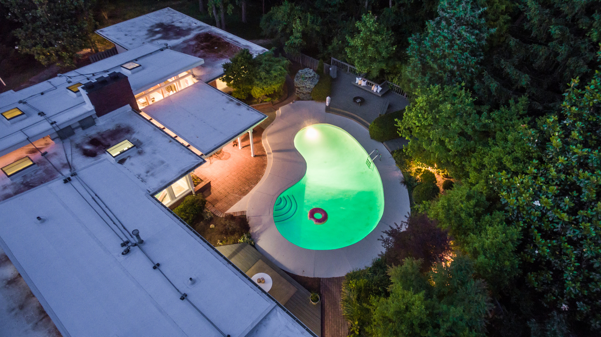 Overhead shot of the pool area