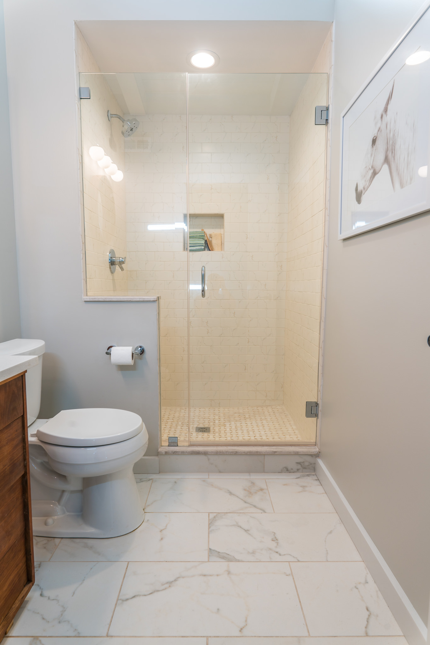 Hall bath with walk-in shower