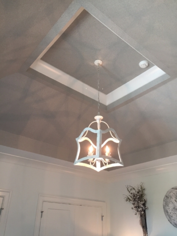 Bedroom ceiling in House #6, the Bridgehampton, by Artisan Signature Homes - that's actually textured wallpaper!