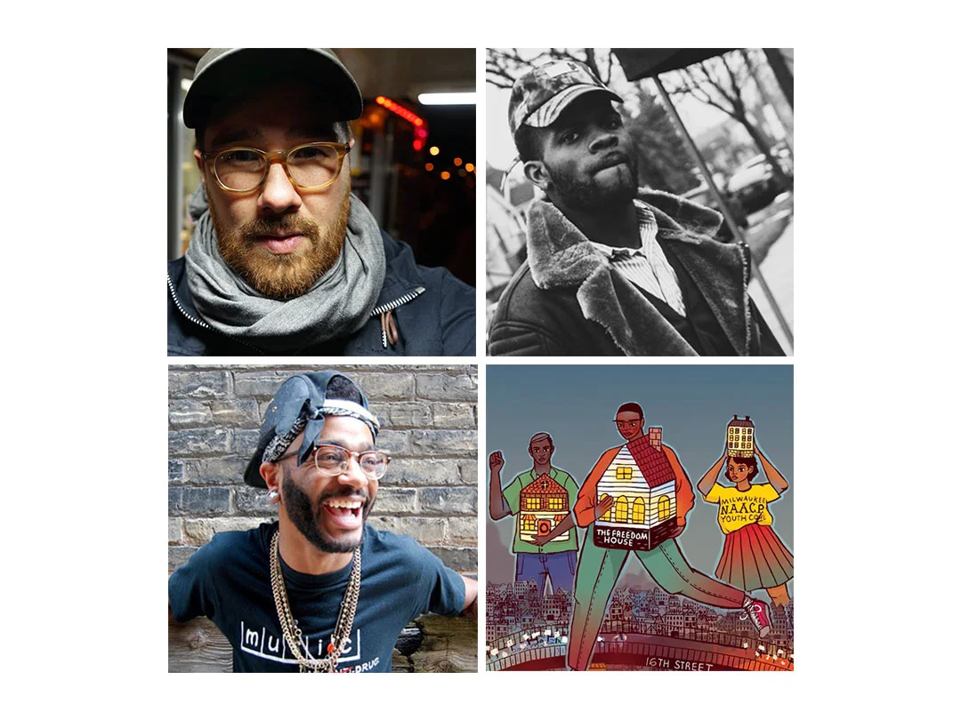 Artists on project (clockwise): Adam Carr, Writer. Edward Wingard, Narrator. Gabriela Riveros, Illustrator. Klassik, Musician. 