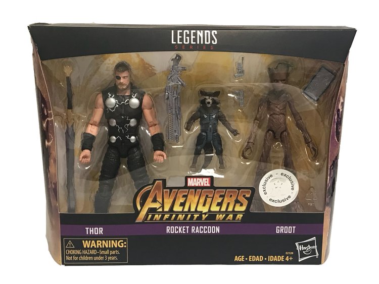 Marvel Avengers Infinity War Thor Groot & Rocket Exclusive Action Figure  3-Pack 