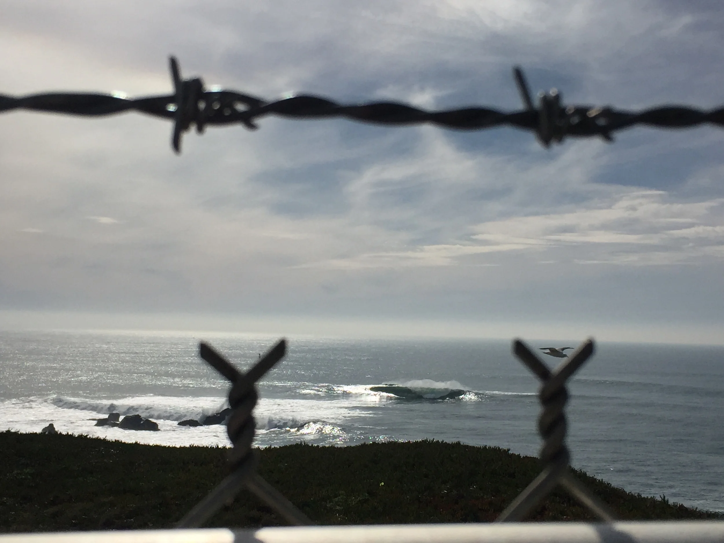 The day before the swell shows. That's the break way out there. Over a half mile offshore.