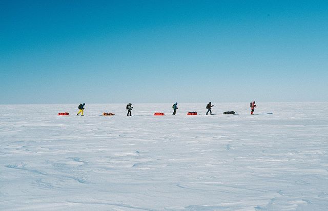 2 minute warning. We skid in 1 hour blocks, with 10 minute breaks ( and a stern two minute warning ) for 6-8 blocks a day ranging from 2-3km an hour depending on the terrain. If you stop for a minute, it could take you 15+ minutes to catch up. The tr