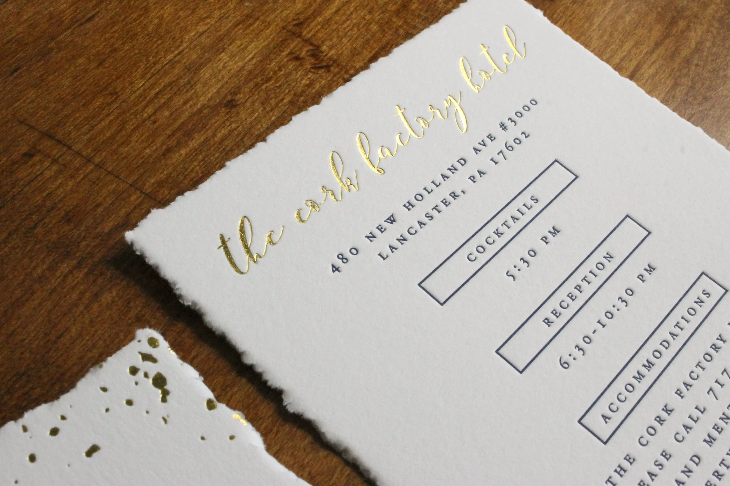 Nashville Tennessee Lovetown Wedding Suite gold foil on black card stock LETTERPRESS DEPOSIT LISTING