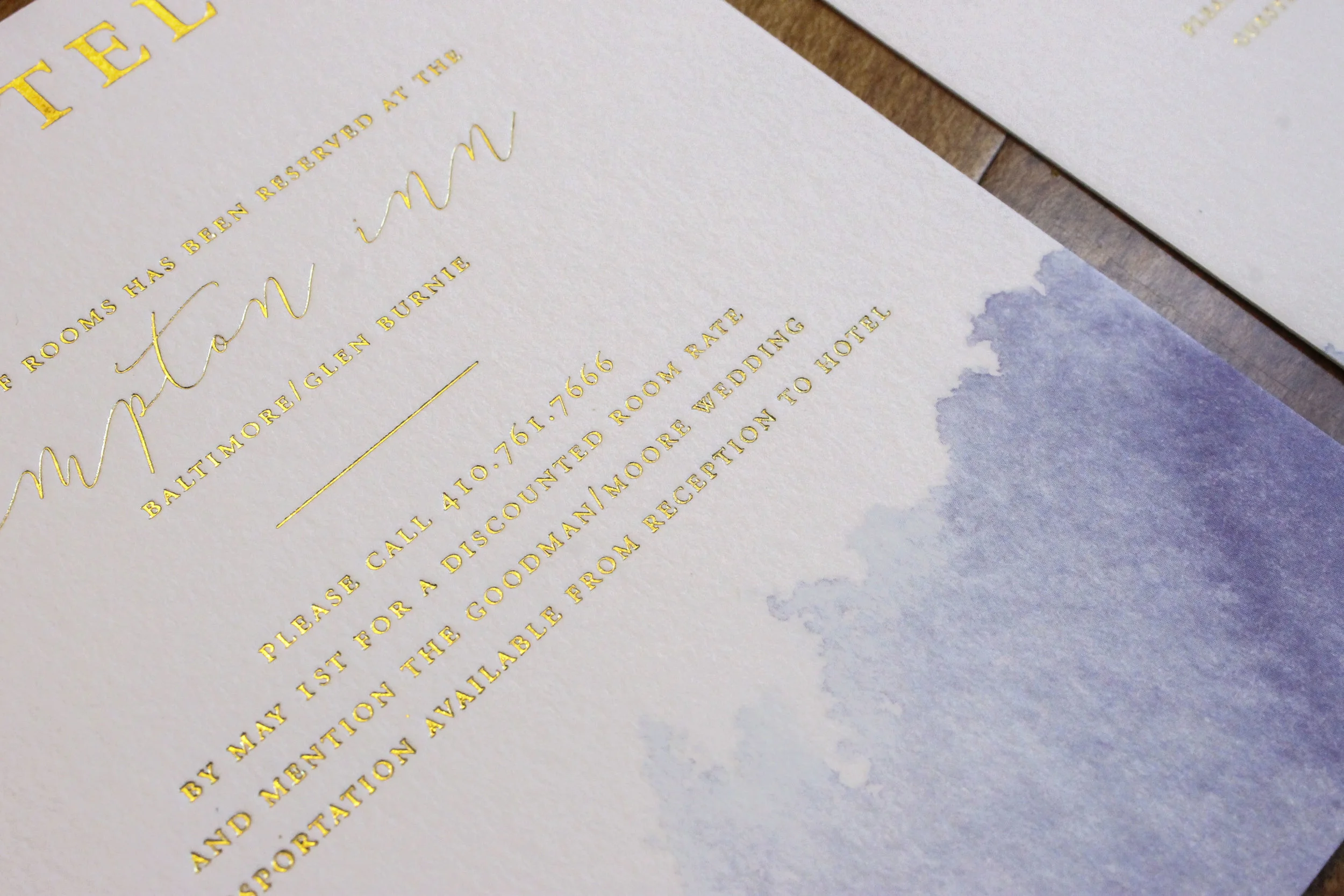 Watercolor Gold Foil Wedding Invitation Pocket