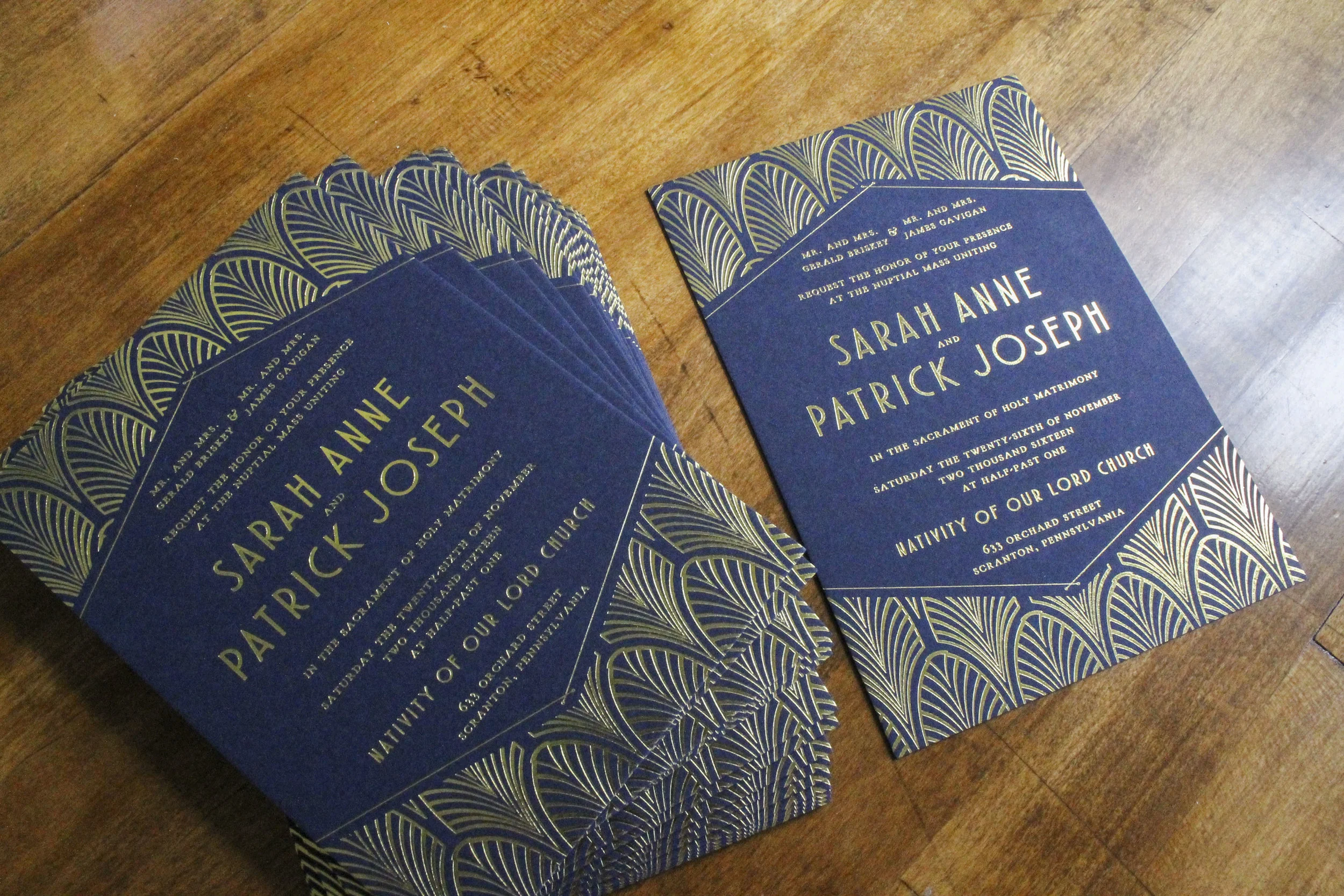 Gatsby Theme Gold Foil Wedding Invitation