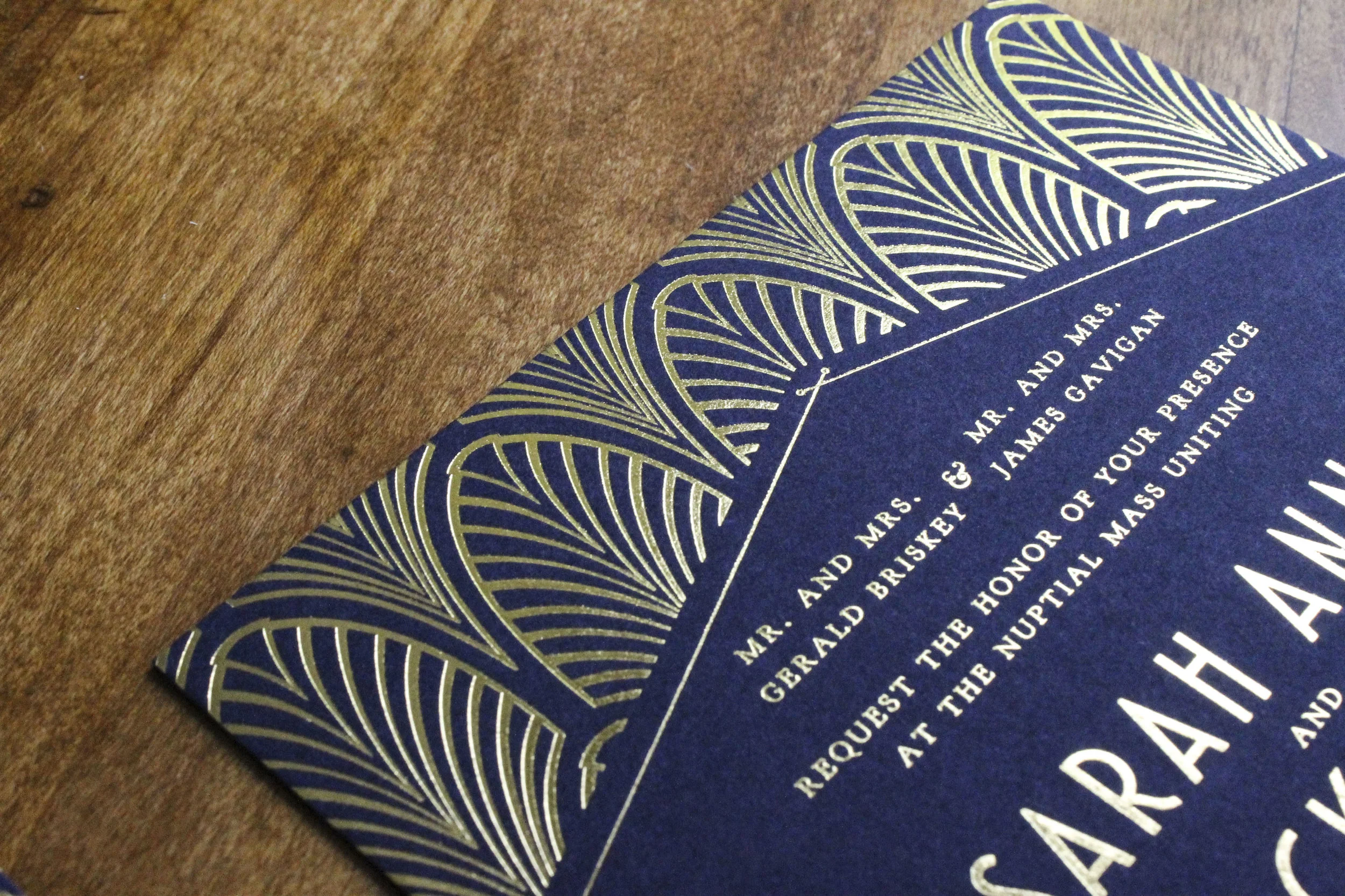 Gatsby Theme Gold Foil Wedding Invitation