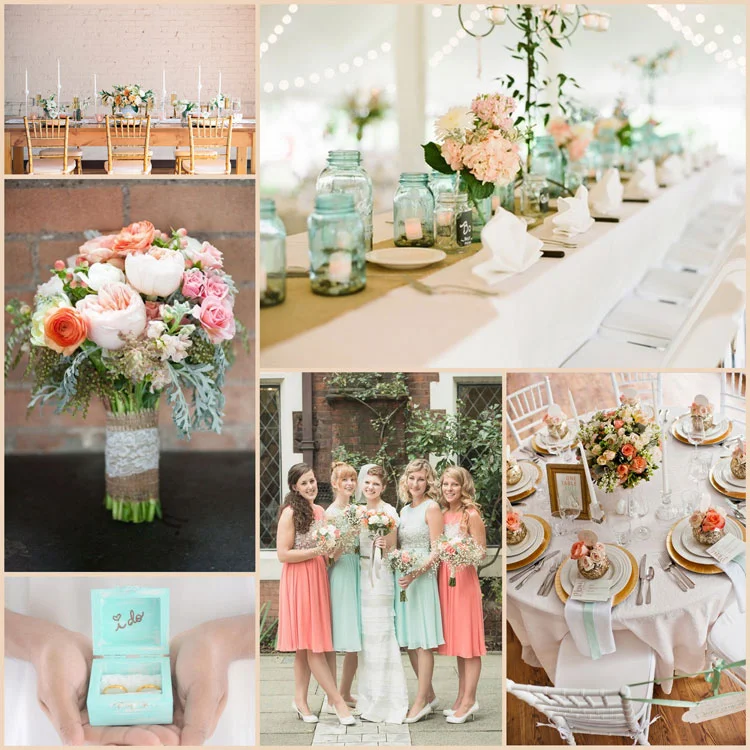 Vintage Gold, Mint and PInk