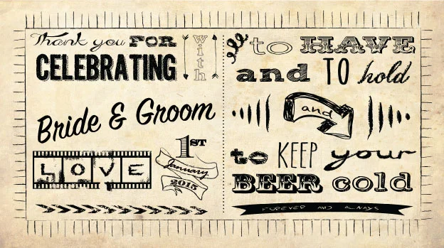 'Inked Parchment' Wedding Stubby Holders