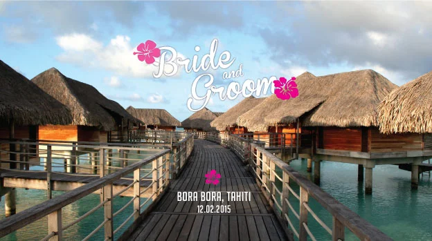 'Bora Bora, Tahiti' Wedding Stubby Holders
