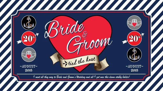 'Vintage Tin' Wedding Stubby Holders