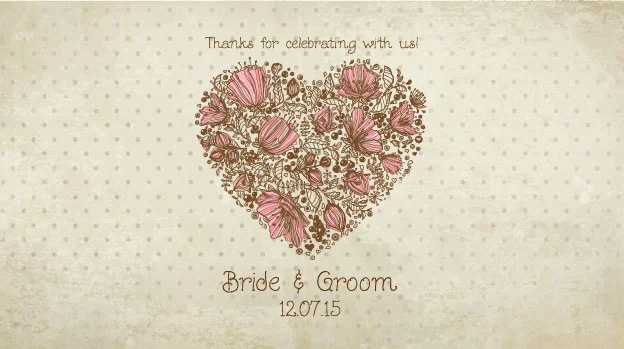 'Vintage Floral Heart' Wedding Stubby Holders