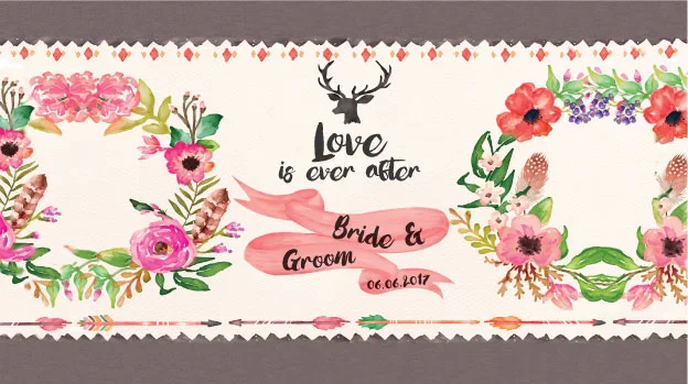 'boho floral Watercolours' wedding stubby holders