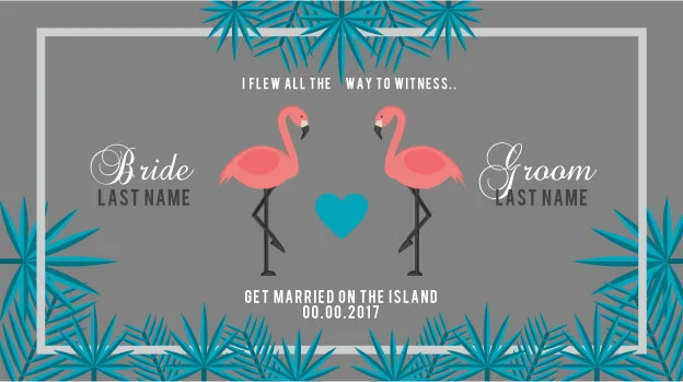 'ISLAND FLAMINGOS' WEDDING STUBBY HOLDERS