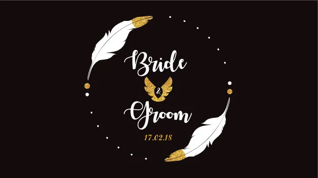 'Black & Gold' Boho Wedding Stubby Holders