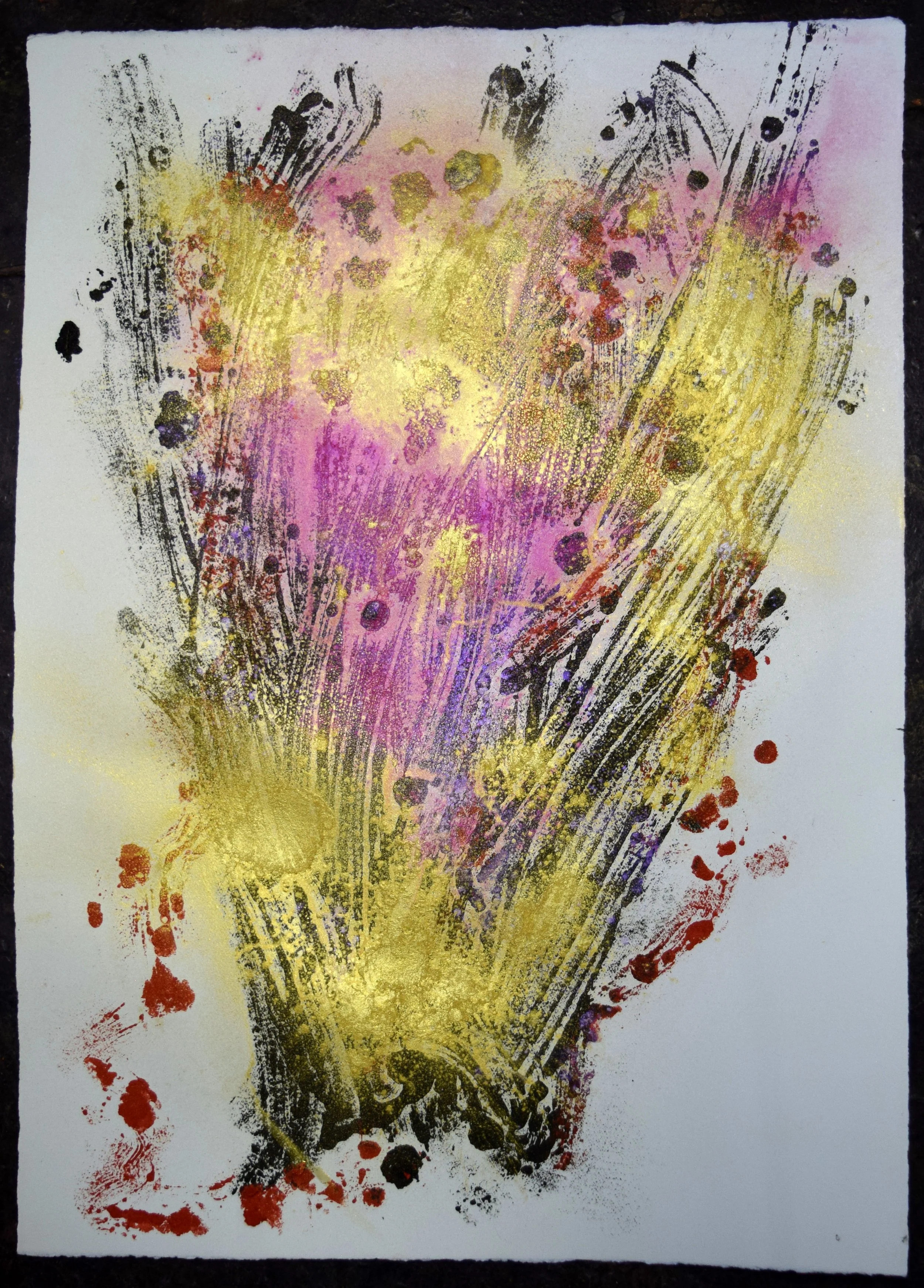 Dark Coral 3, 2025. Oil and powdered pigment on paper, 41 X 20.5 inches