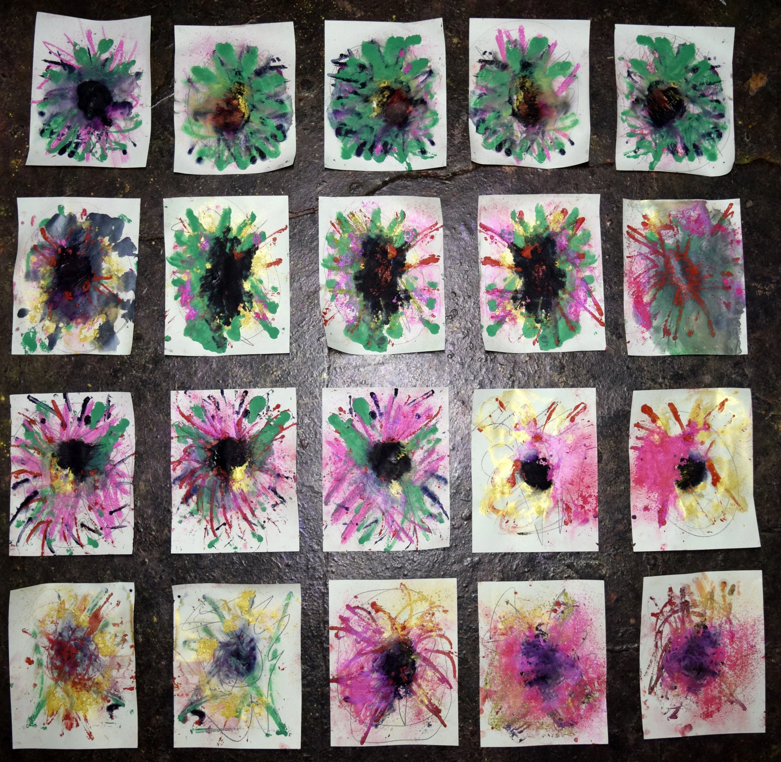 Dark Coral, 2026. Oil, watercolor, and powdered pigment on paper, 51 X 51 inches