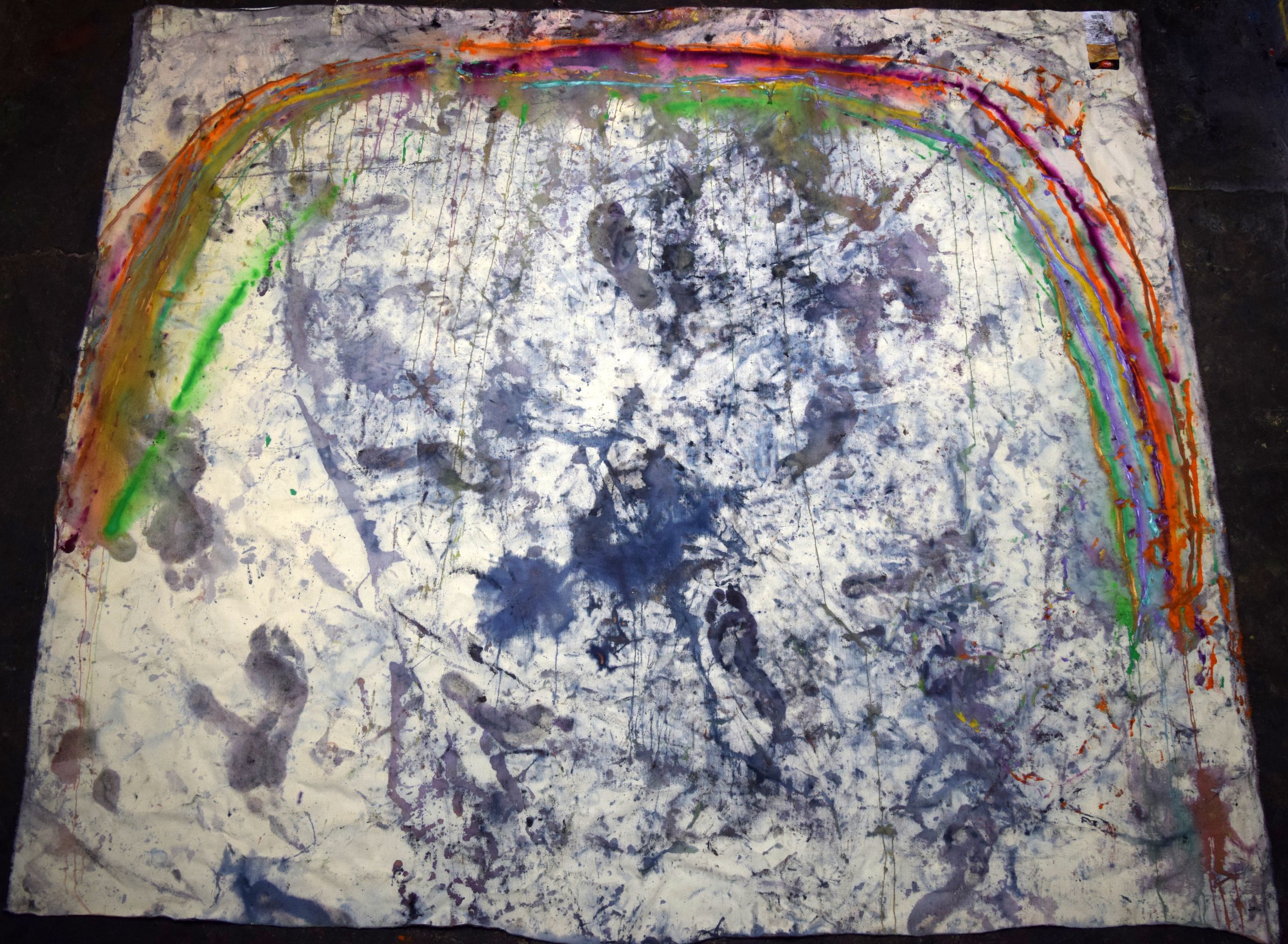 Beau, 2026. Watercolor and dye on canvas, 73 X 84 inches