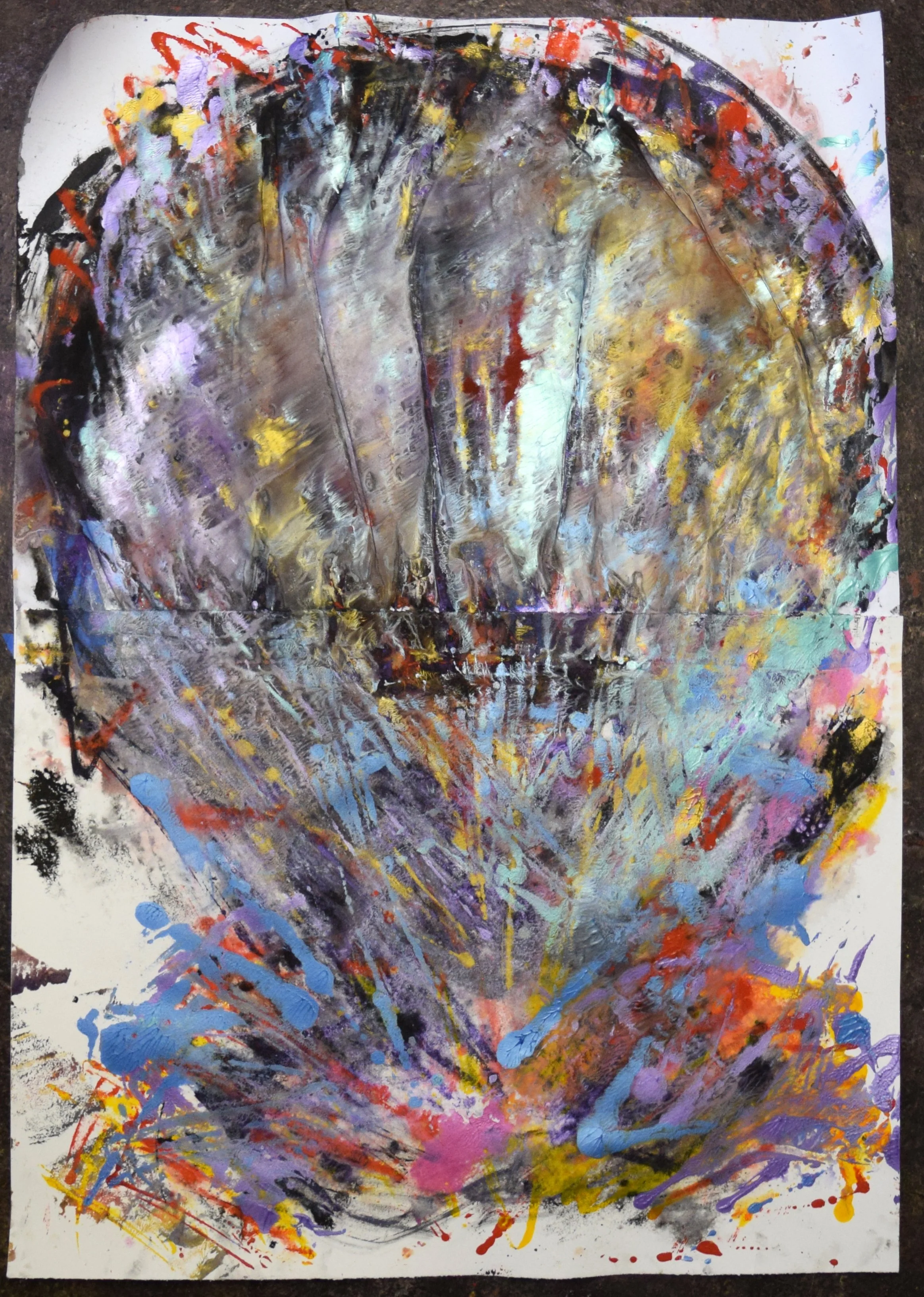 Robert Fernandez, Melancholy 6, 2026. Variously oil, watercolor, and powdered pigment on paper, 42 X 30 inches.jpg
