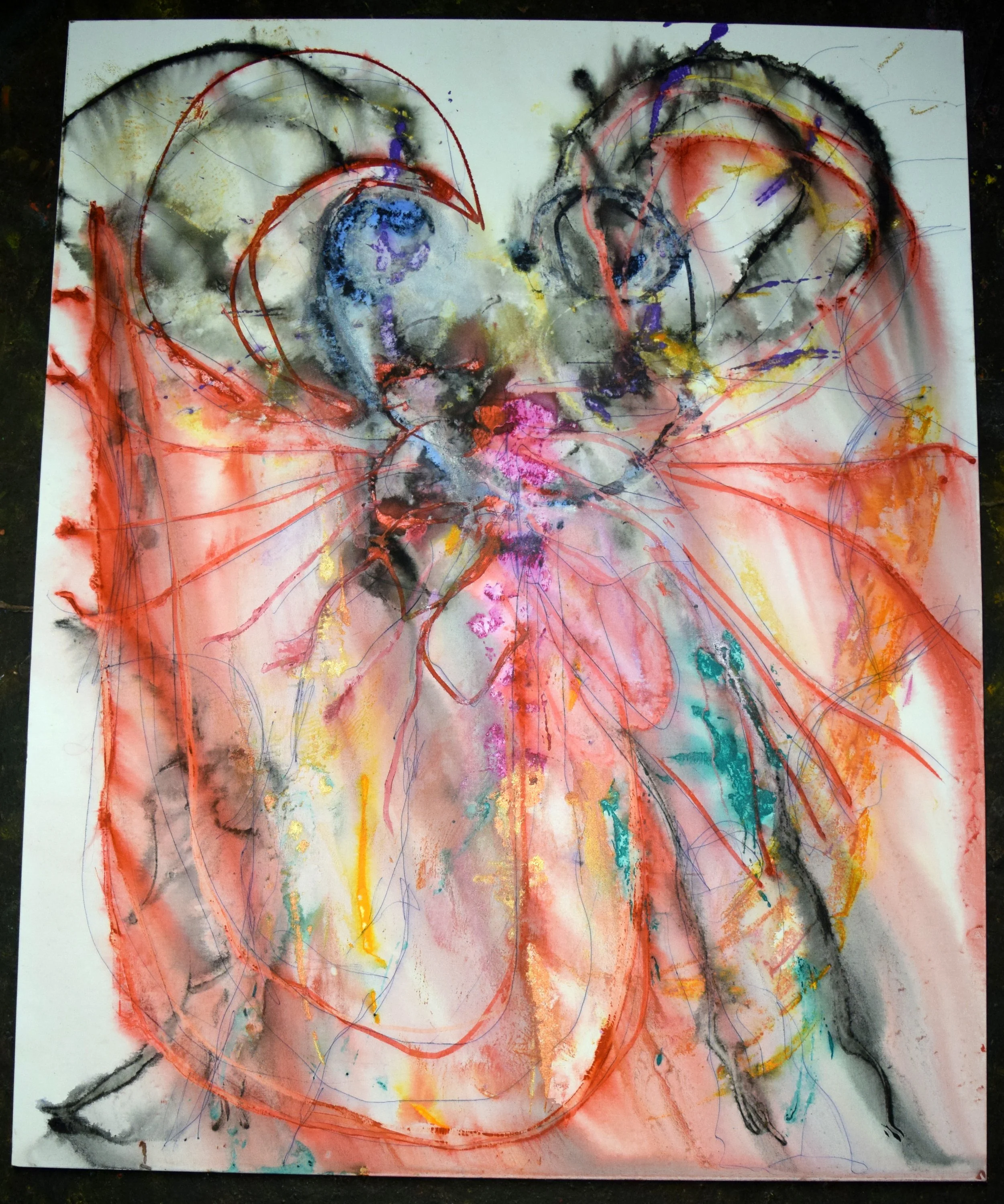 Red Dragon II (After Blake), 60 X 48 inches, ink and watercolor on canvas