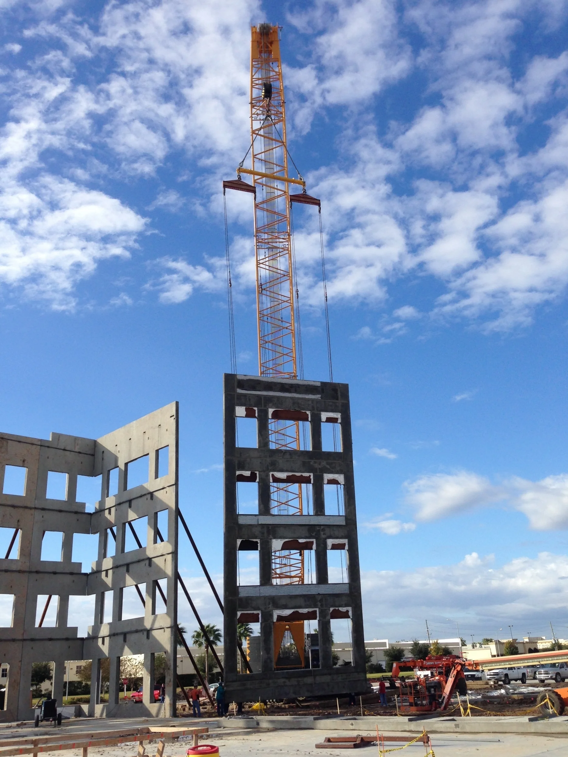 Panel # 7 going into position - crane walked forward - 11-20-2014.jpg