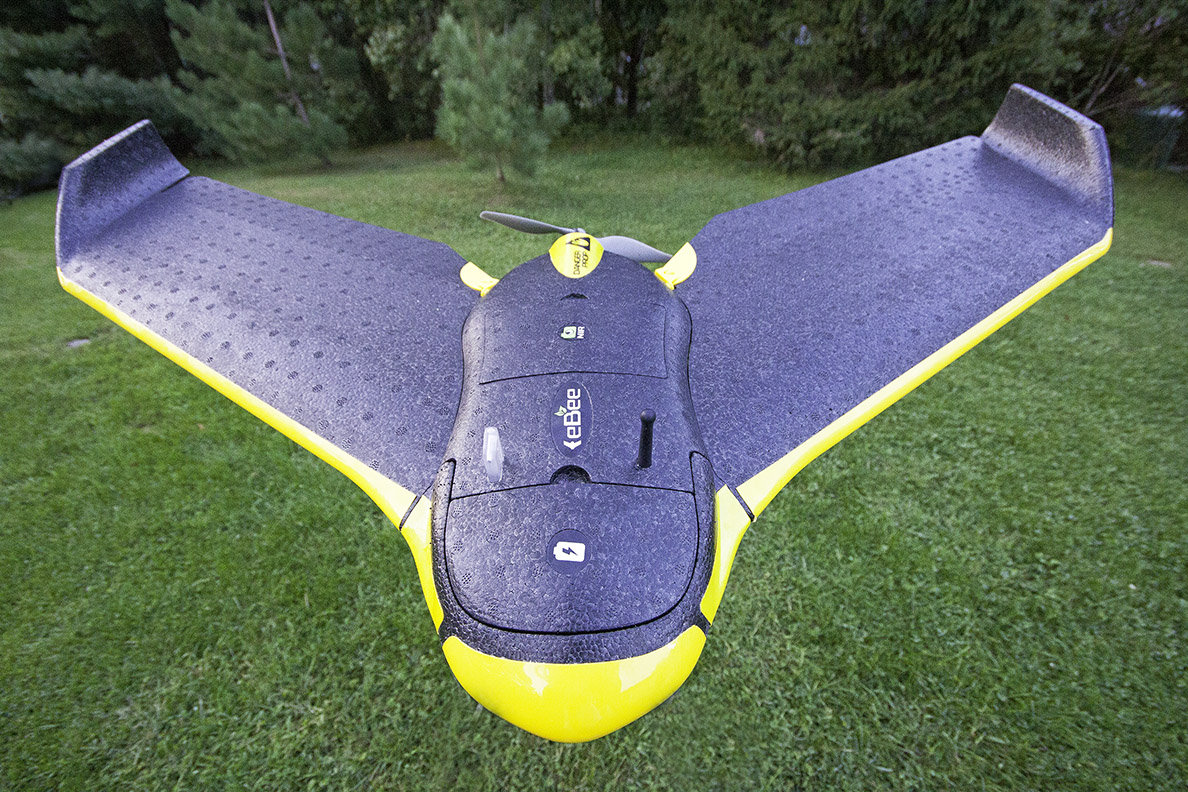 Made of sturdy Styrofoam and weighing in at 750g, the drone can cruise at speeds of 90km/h for a 50-minute period. Photo by Anna Sherlock