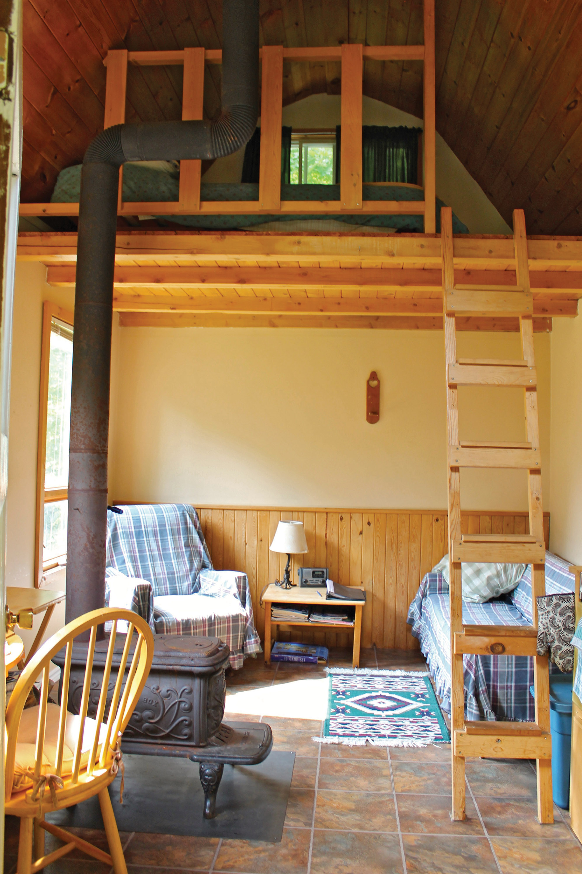 The minimalist guest house is booked most weekends, even in February, despite the fact it has no running water or electricity. Harvey provides drinking water and firewood, and there is easy access to the lake.