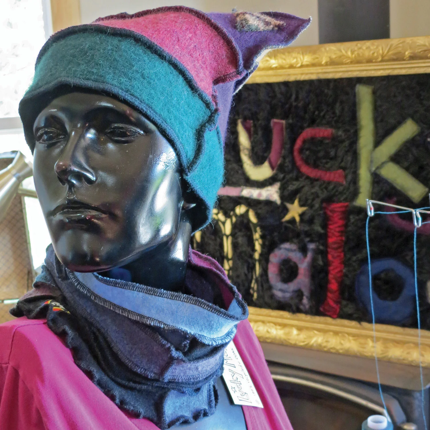Warmth is a prominent theme in Hookings’ designs and her selections include scarves, neck warmers and hats. Photo by Sarah Vance