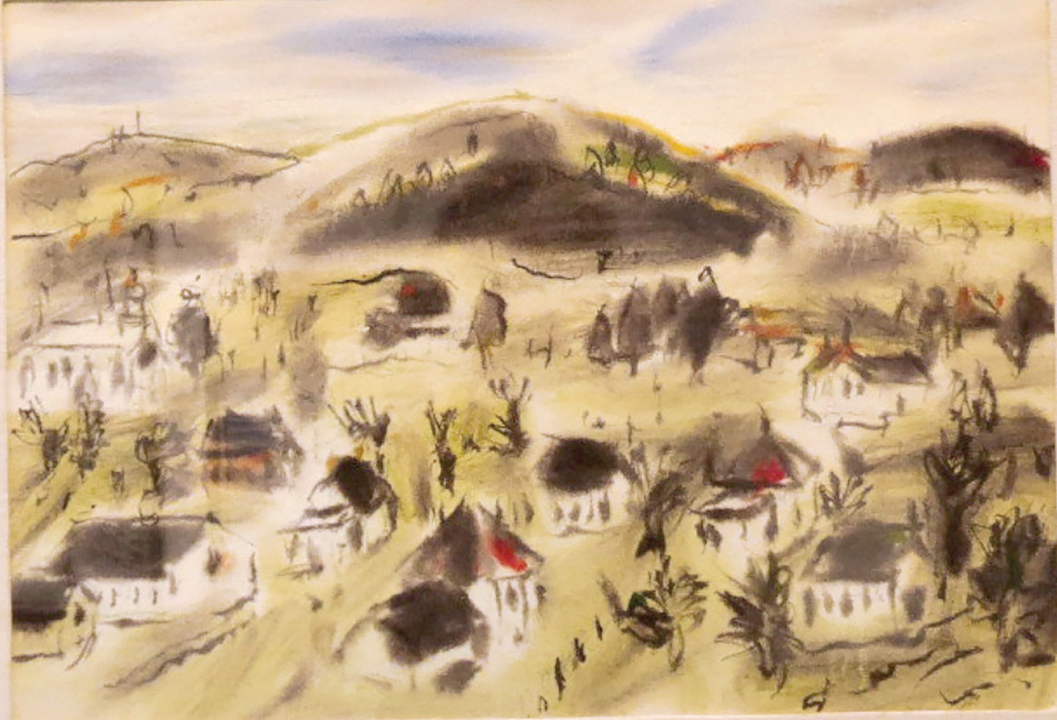 The Department of Lands and Forests office provided the vantage point for Milne’s painting of the eight-sided house, a home still standing today.