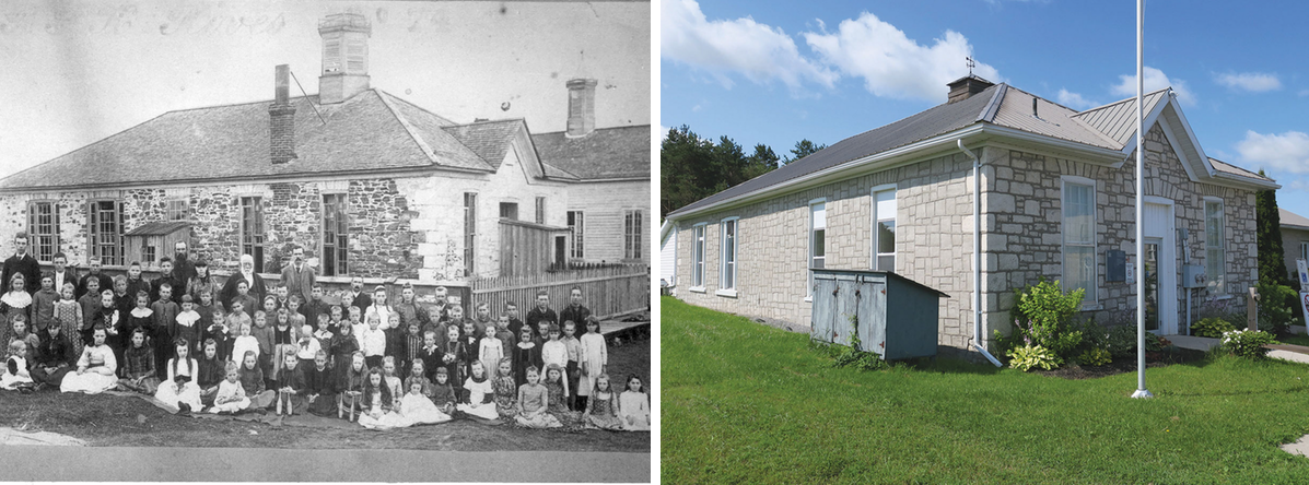 Bridgewater School then (1861) and now – Actinolite, Historic photo courtesy Grant Ketcheson