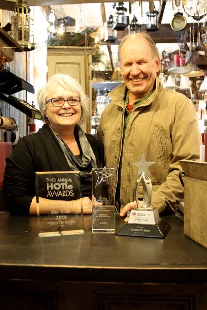 Janis and Peter Whitehead, with some of the awards their business has won