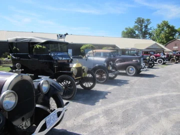 These automobiles from an earlier era have been lovingly restored.