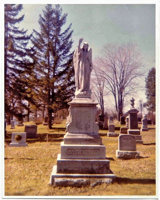 SUSANNA MOODIE’S FINAL RESTING PLACE IN BELLEVILLE IS MARKED BY AN IMPOSING MARBLE ANGEL. PHOTO CREDIT: COMMUNITY ARCHIVES BELLEVILLE AND HASTINGS COUNTY.