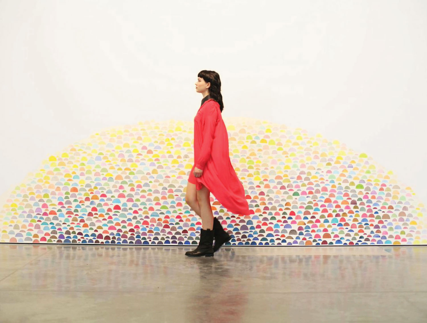 Kansas City artist and KCAI professor Laura Berman’s exhibition PULSAR at Haw Contemporary in spring of 2014 with model from the Finefolk fashion show PHOTO: Forester