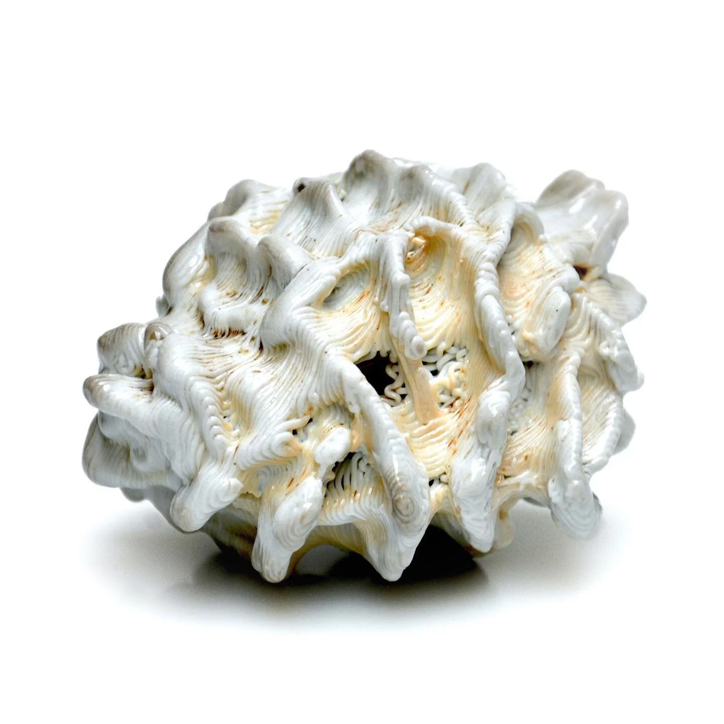 Soda fired 3D printed porcelain made in Denmark while at the Guldagergaard International Ceramics Research Centre.
