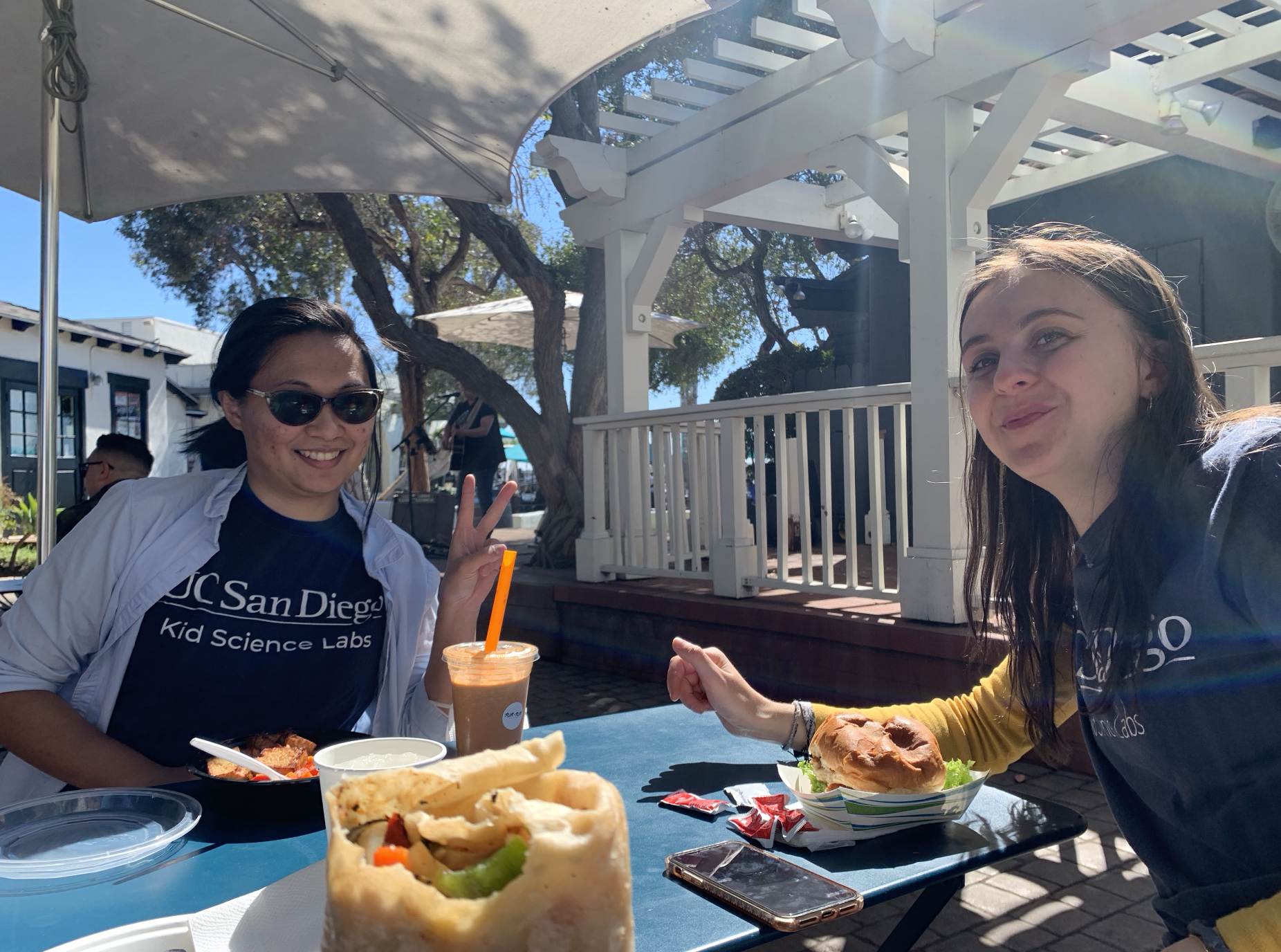 Ash and Danae enjoying a well-deserved meal after testing at the New Children's Museum