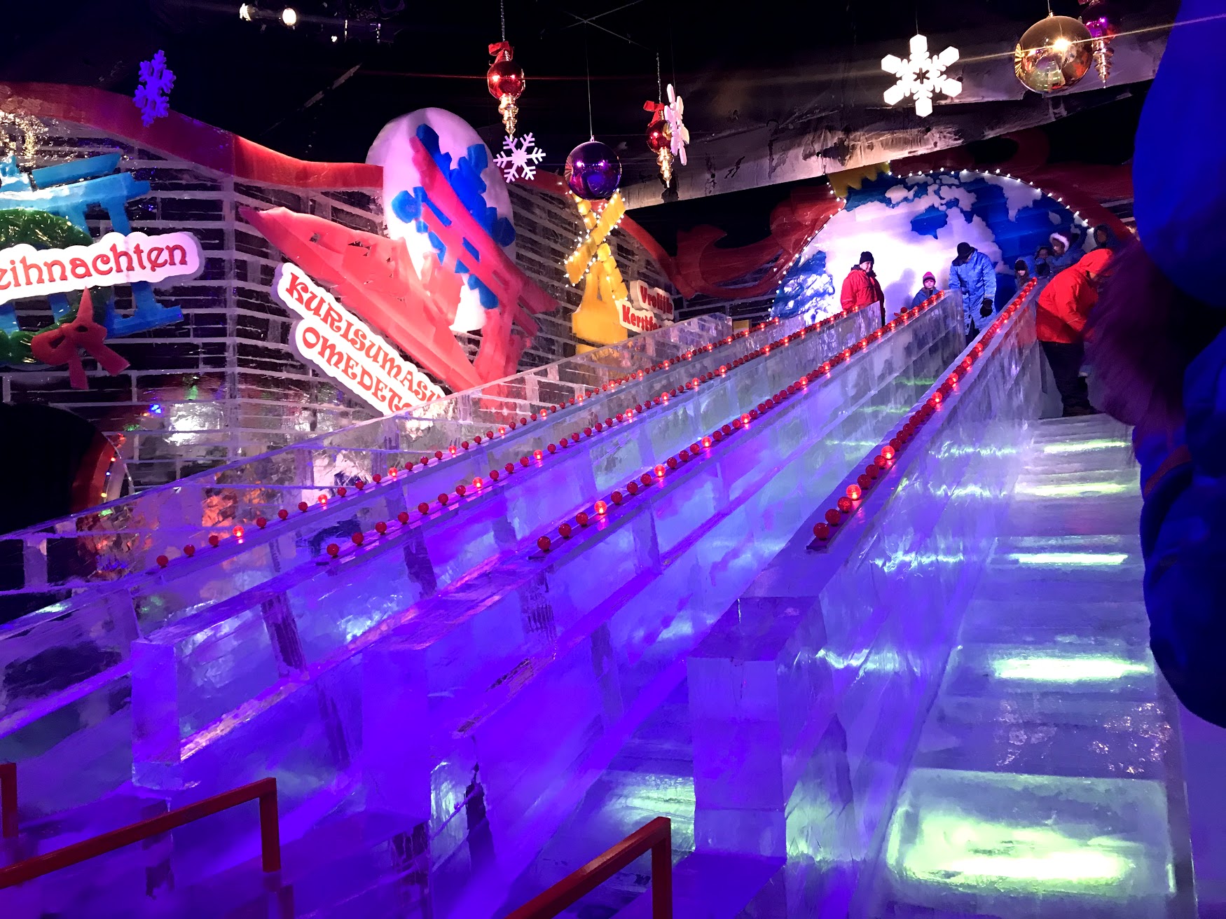 A very cold ICE Slide. Remember to keep your butt covered!