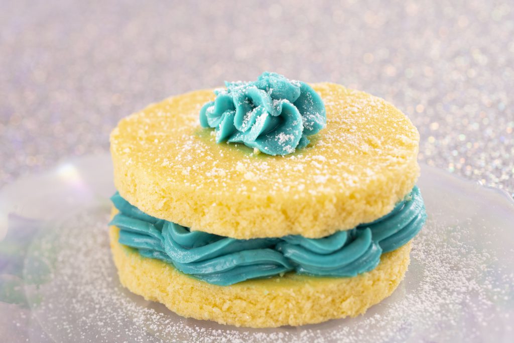 NEW Arendelle Aqua sponge cake available at Yorkshire County Fish Shop in the UK Pavilion