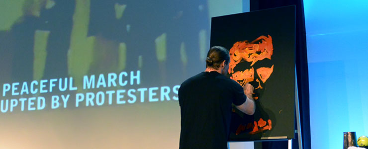 Erik Wahl, speed painting at WorkForce's annual conference, VISION 2017. 