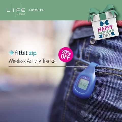 定期運動的習慣可預防各種疾病。 運動追蹤器 Fitbit Zip 外型輕巧細小,不須帶於手上,可以掛於褲、衣服袋每天隨身攜帶,方便易用, Fitbit Zip 可以 記錄爸爸每天的運動情況及步行數量等等的活動狀況,更可設立運動目標,讓你於電話上隨時掌握爸爸的每日運動習慣,方便你督促提醒爸爸建立定期運動習慣。 運動追蹤器 Fitbit Zip 現以 MOP 398 父親節特價優惠發售(原價 MOP 498 ) , 優惠產品數量有限,售完即止。 Fitbit Zip 於香港消費者委員會於 2015 年測試的 12 款運動手帶中,各項表現評分最高,售價亦最便宜 * ,你仲唔趁依家有父親節特價,快 啲買番個比爸爸。 * 資料來源 http://shopsmart.org.hk/shopsmart/index.php/Mobile/Shopping/viewReport?module=1&first_cate_id=20600&product_id=93&attribute_id=3&report_id=124 The handy Fitbit Zip can be clipped on your trousers or pocket, it is easy-to-use for your father to keep tracking his all-day activity like steps taken. You can review your father's progress in easy-to-read charts and graphs on your smartphone so you can encourage him to increase his all-day activity. Fitbit Zip is now available in Life with a special Father’s Day Price of MOP 398 (List Price MOP 498). Limited discounted offer/ item while stock lasts. According to a product test in 2015 by Hong Kong Consumer Council, Fitbit Zip was the most competitive in terms of various features and price among 12 different activity trackers in the market*. Come and get one at this exclusive discount for your father now! *Source from http://shopsmart.org.hk/shopsmart/index.php/Mobile/Shopping/viewReport?module=1&first_cate_id=20600&product_id=93&attribute_id=3&report_id=124