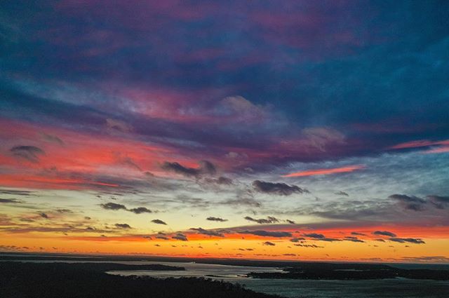 Wild Winter sunset tonight over the Heights with Shelter Island Sound, the North Fork and Long Island Sound in the distance #shelterisland #sunset #aerialphotography #northfork #winter #longisland #sound #fromwhereidrone #dronephotography #cloudporn 