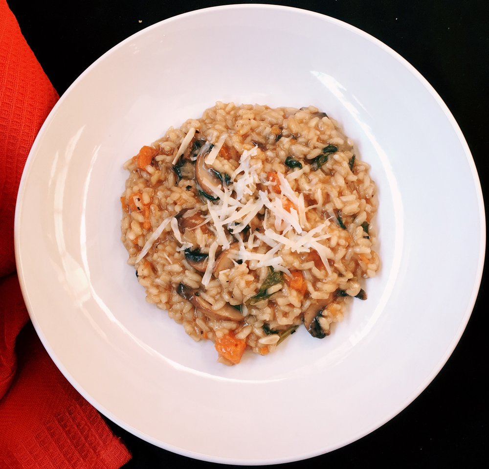 Sweet Potato, Mushroom & Spinach Risotto