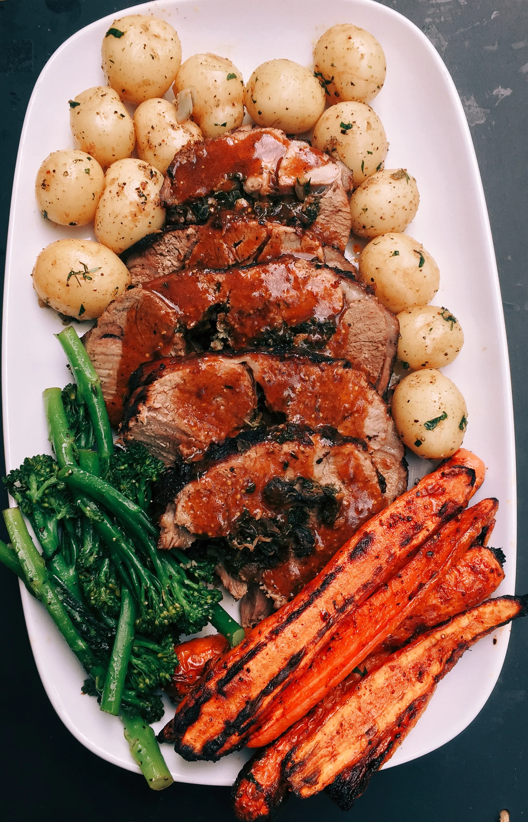 Spinach & Mushroom Stuffed Leg Of Lamb