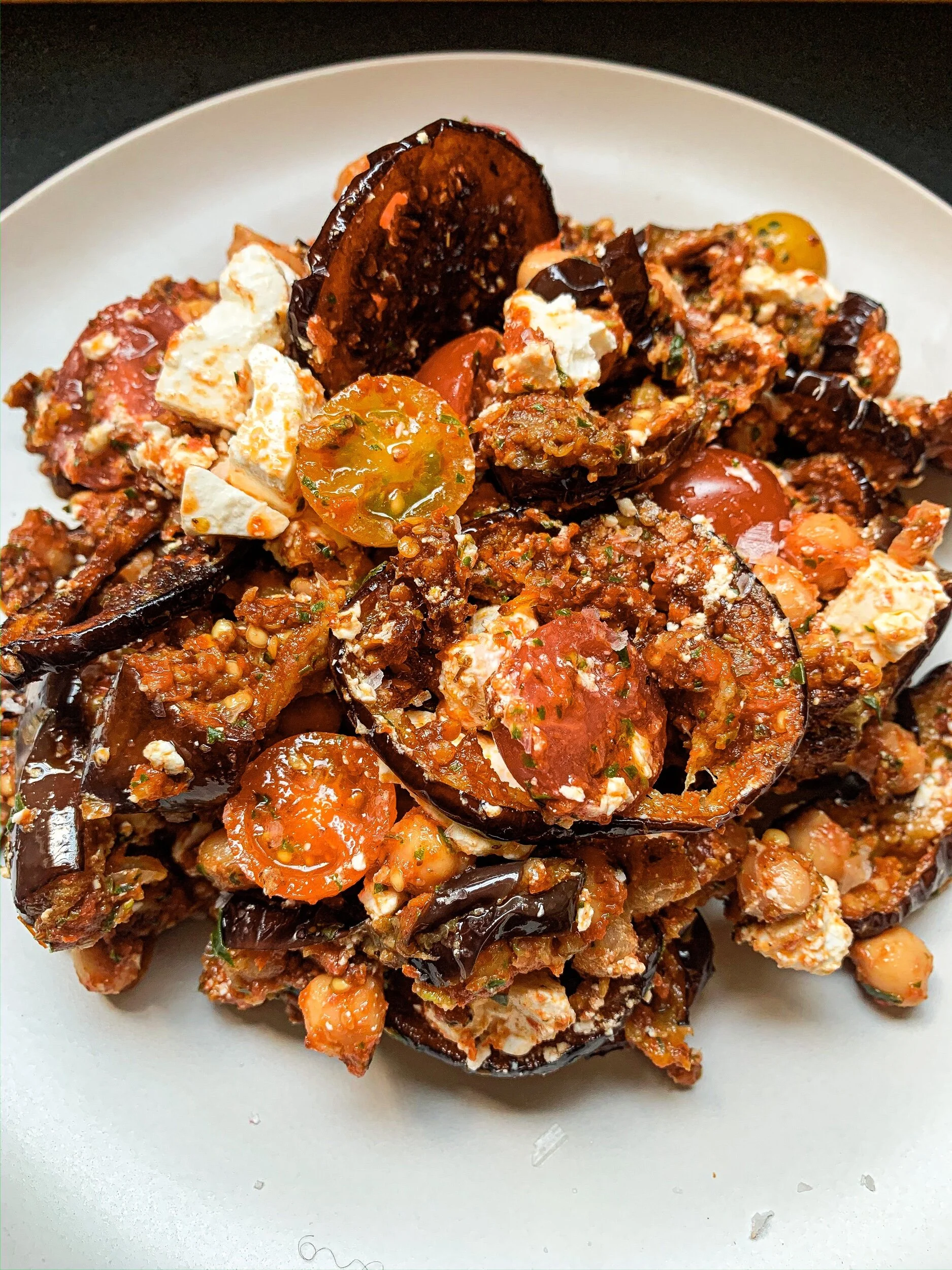 Eggplant, Chickpea &amp; feta salad
