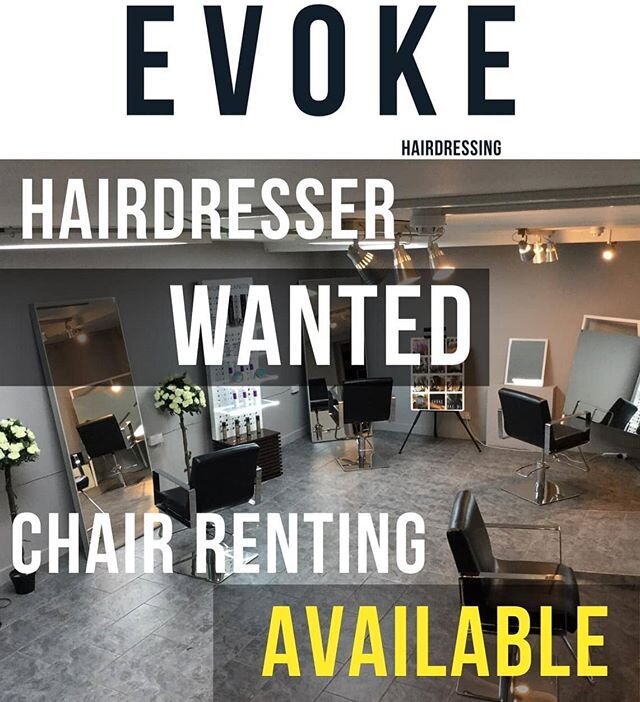 Come join and be apart of our professional team with a friendly working atmosphere!  Experienced hairdresser wanted for a chic modern salon in the heart of #Nottingham city centre. Chair renting available. 
Contact us on PM/DM on Instagram or reach us through the following:  Email: info@evokecrestivehair.co.uk
 Facebook:  Evoke Creative Hair

You can also hand your CV straight to us in person to our reception desk at 9 Kings Walk,  Nottingham,  NG1 2AE. 
Please prepare a CV to send over. 
#chairrental #nottingham #nottinghamjobs #jobs  #job #jobsearch  #hairsalon #salon  #salonlife  #haireducation #hiring #chairrentals #hairdresser  #hairdresserlife  #hairsalon